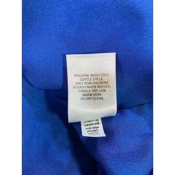 Banana Republic Linen Blend Color Block Shift Dress Blue Multi Stripe Women’s 2 - Picture 7 of 9